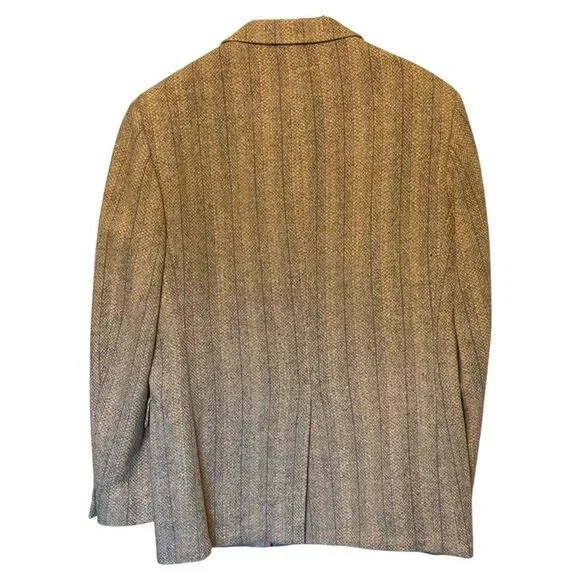 Egon Von Furstenberg Beige Tan Wool TweedBlazer 2 Button Men's 44R Vintage